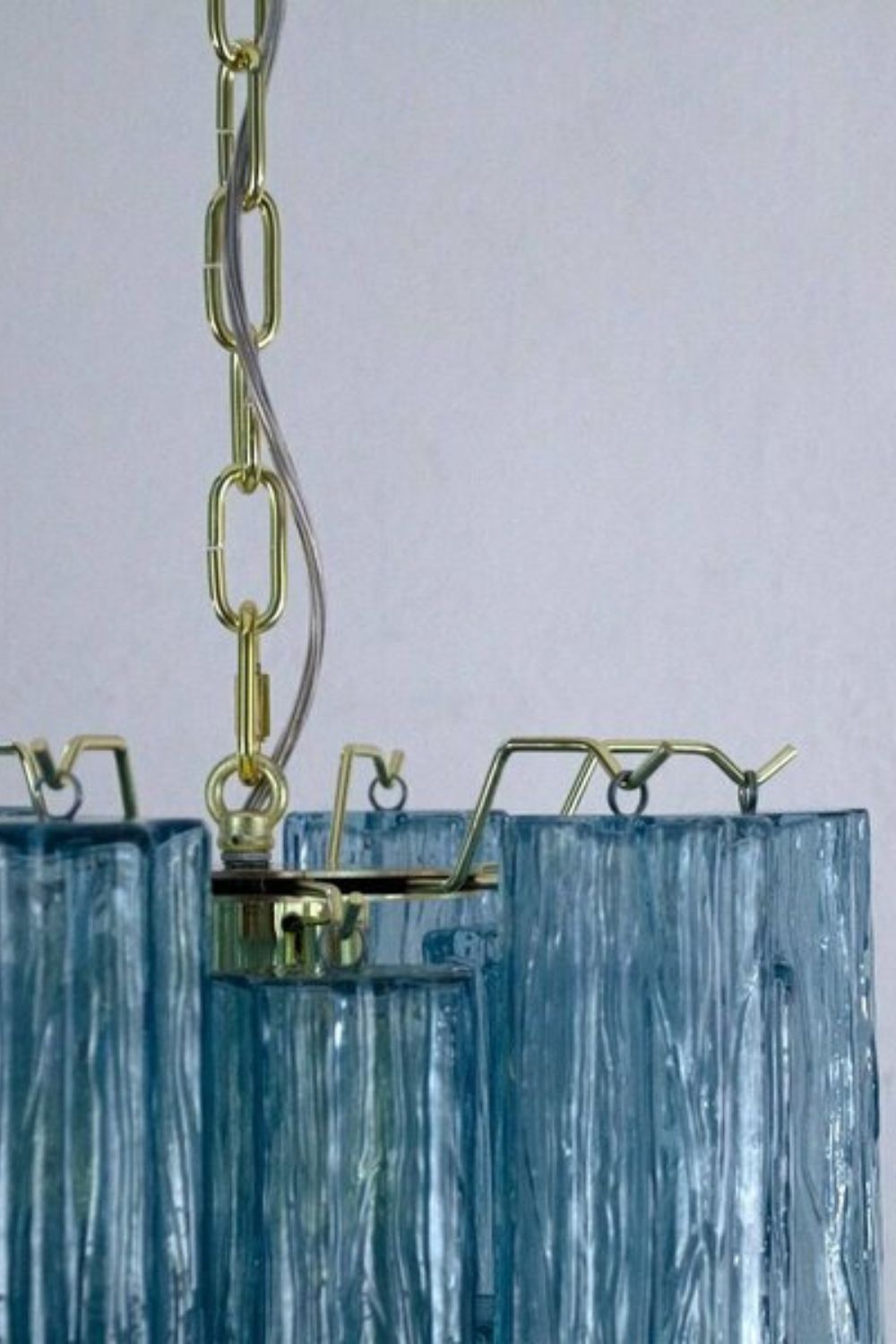 Retro Suspension Lamp with Blue Art Glass Tubes - view 11 | everlamps