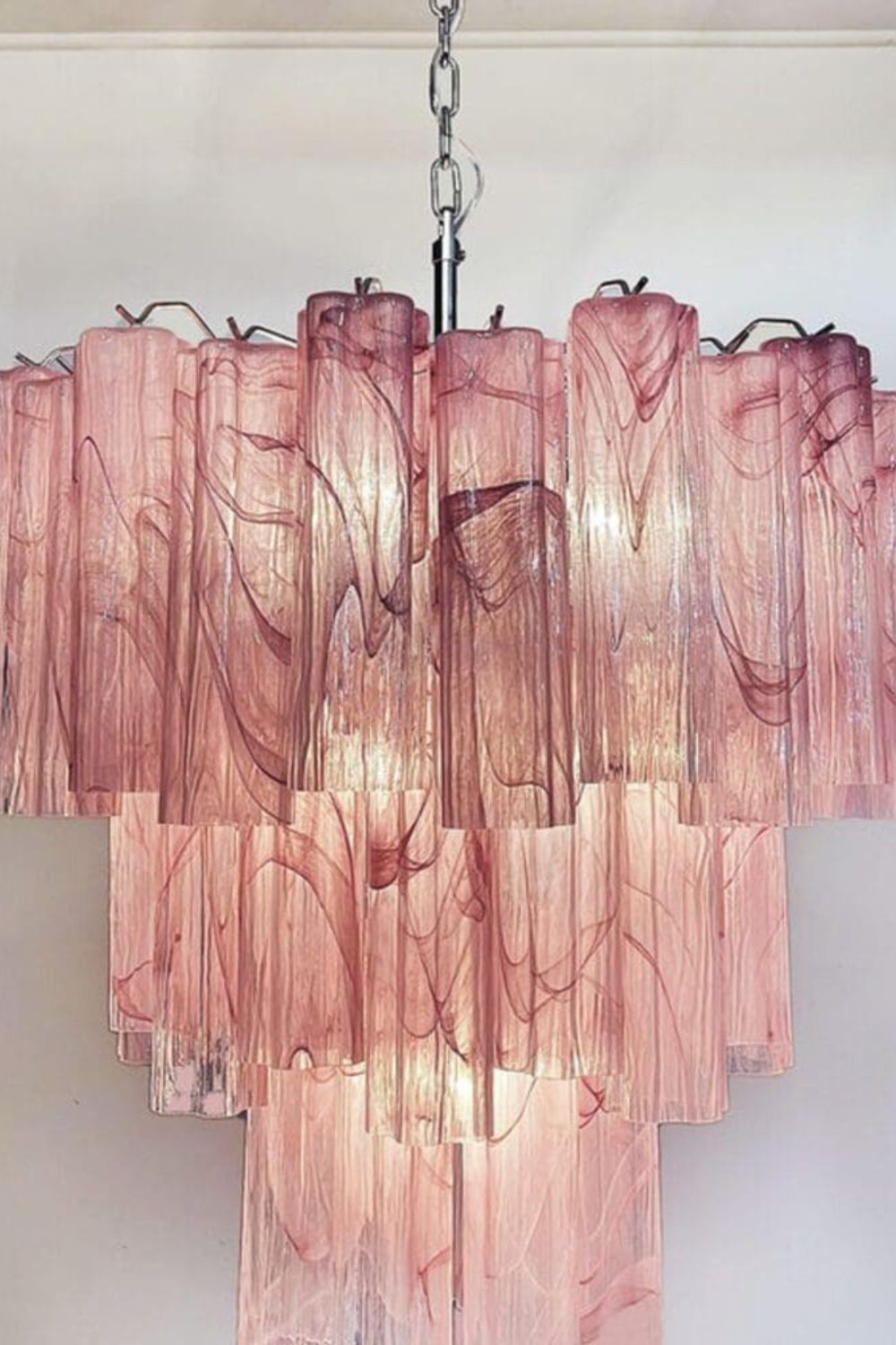 Ruby Glow Art Three-Tier Glass Chandelier - view 15 | everlamps