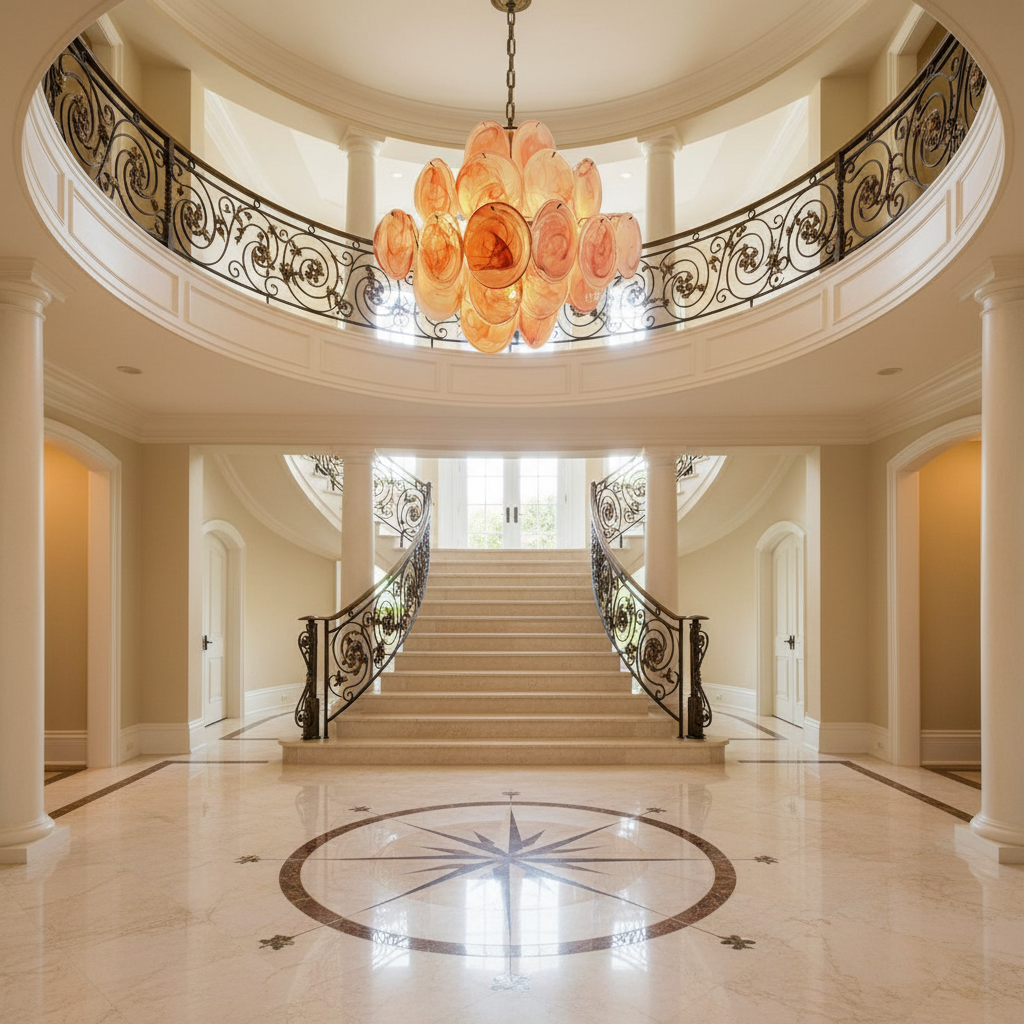 Dora Handblown Disc Glass Chandelier 19.7" Pink