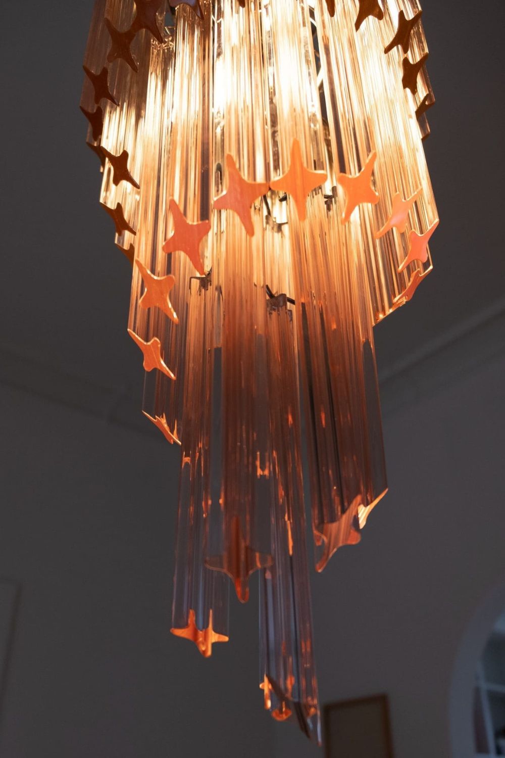 Pink Art Glass Prism Spiral Chandelier - view 12 | everlamps