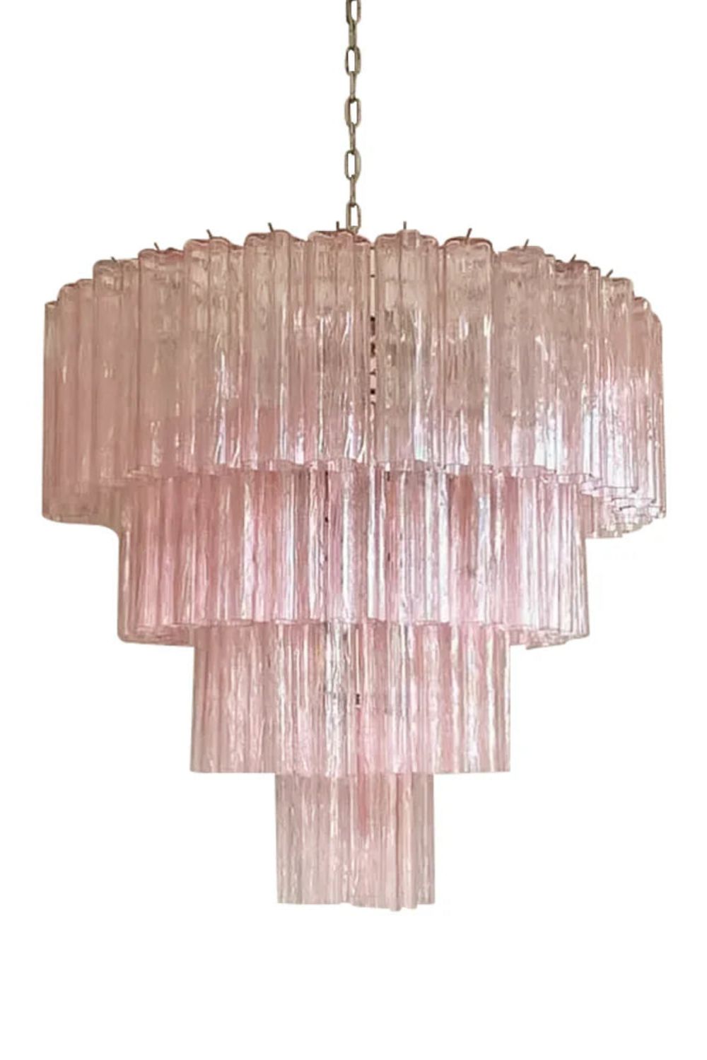 Large Pink Art Glass Tiered Chandelier - view 12 | everlamps