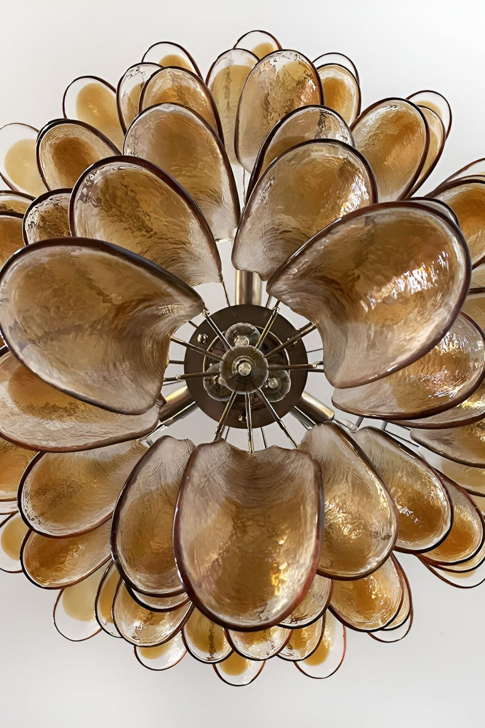 Amber Art Glass Petal Cascade Chandelier - view 15 | everlamps