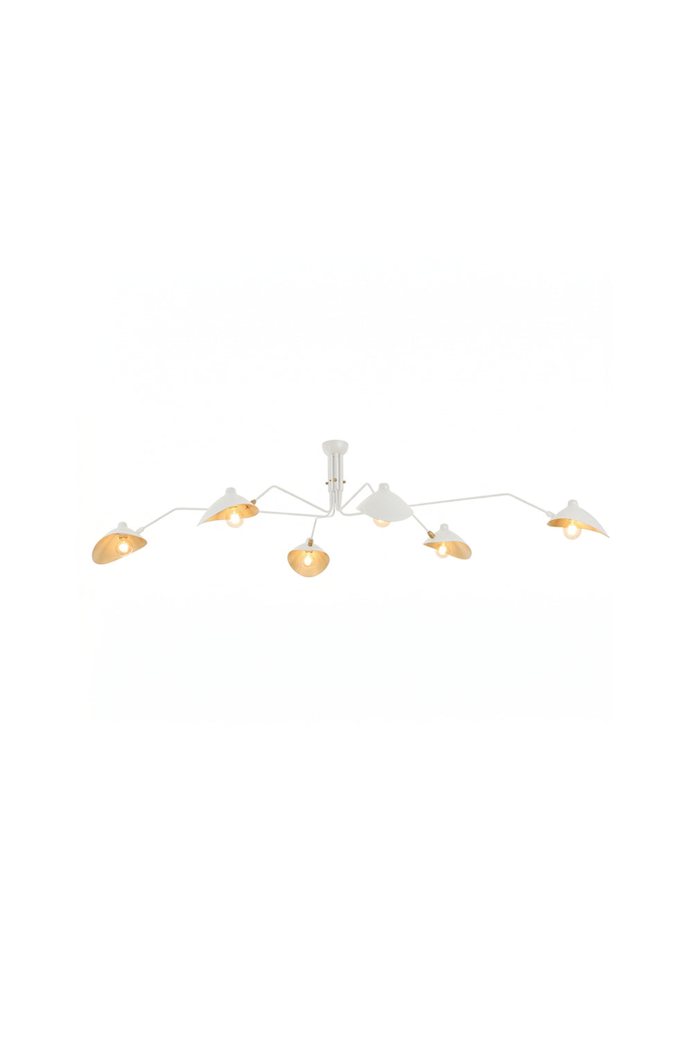 6-arm white articulated spider ceiling light | Metal | Isolated product shot on white background | vexa lamps