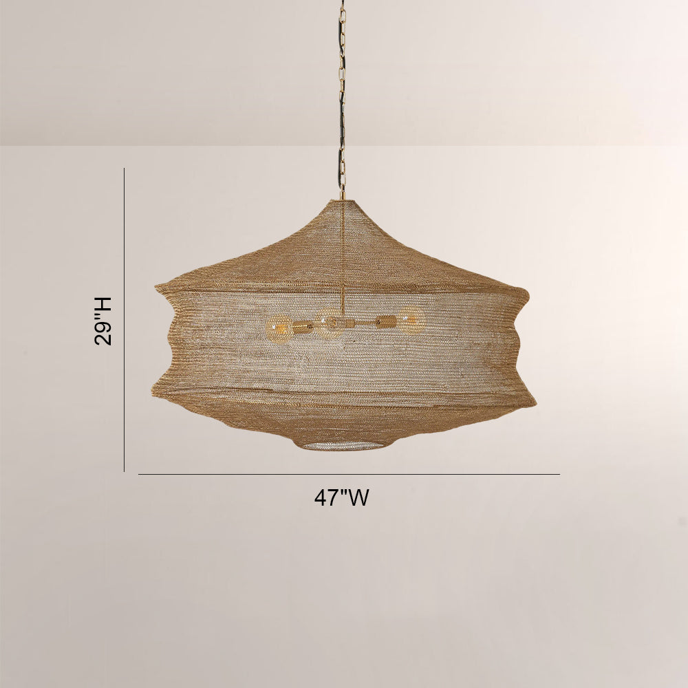 Liora Woven Antique Brass Cylinder Chandelier 36"D