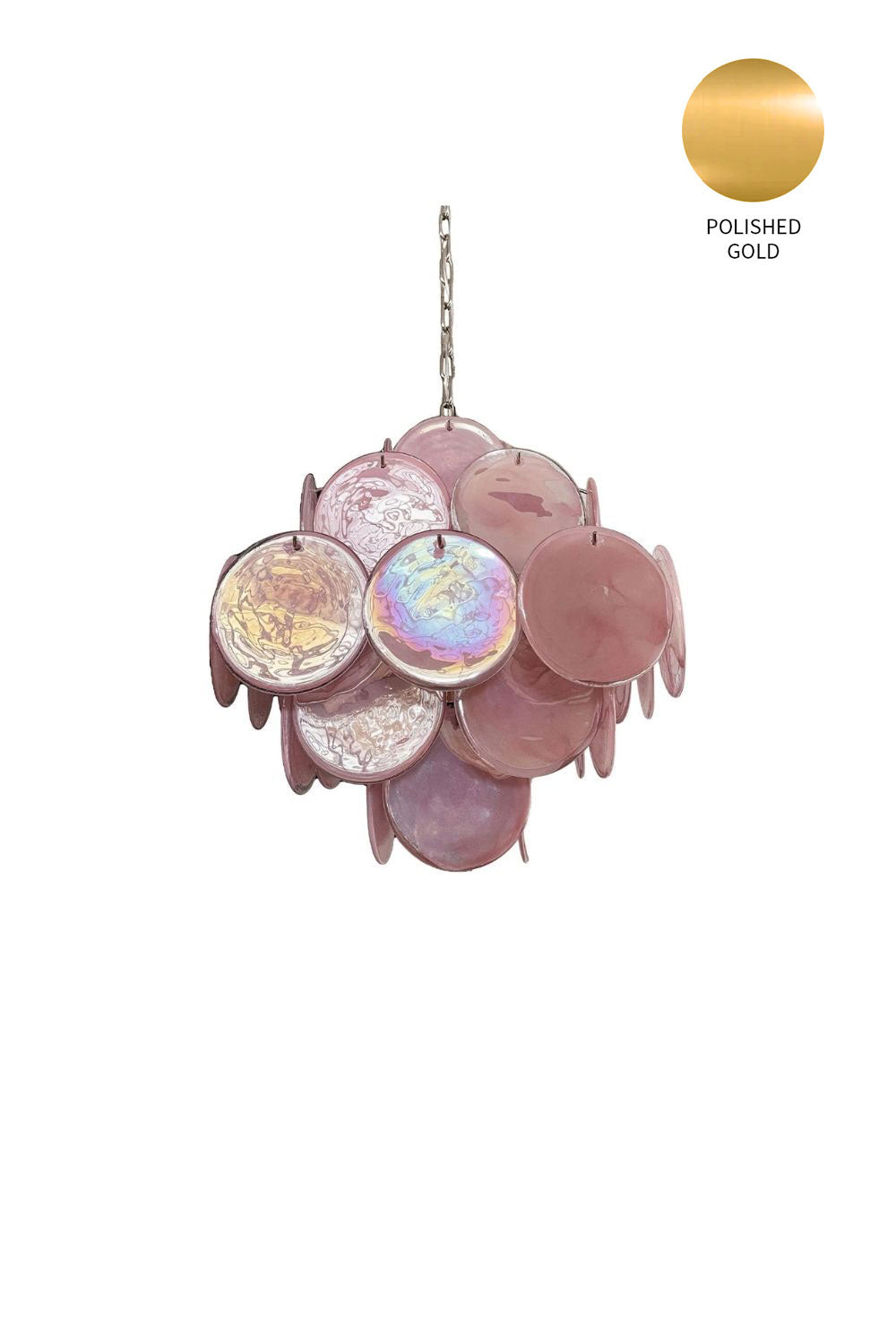 Vintage Art Pink Glass Disks Chandelier - view 23 | everlamps