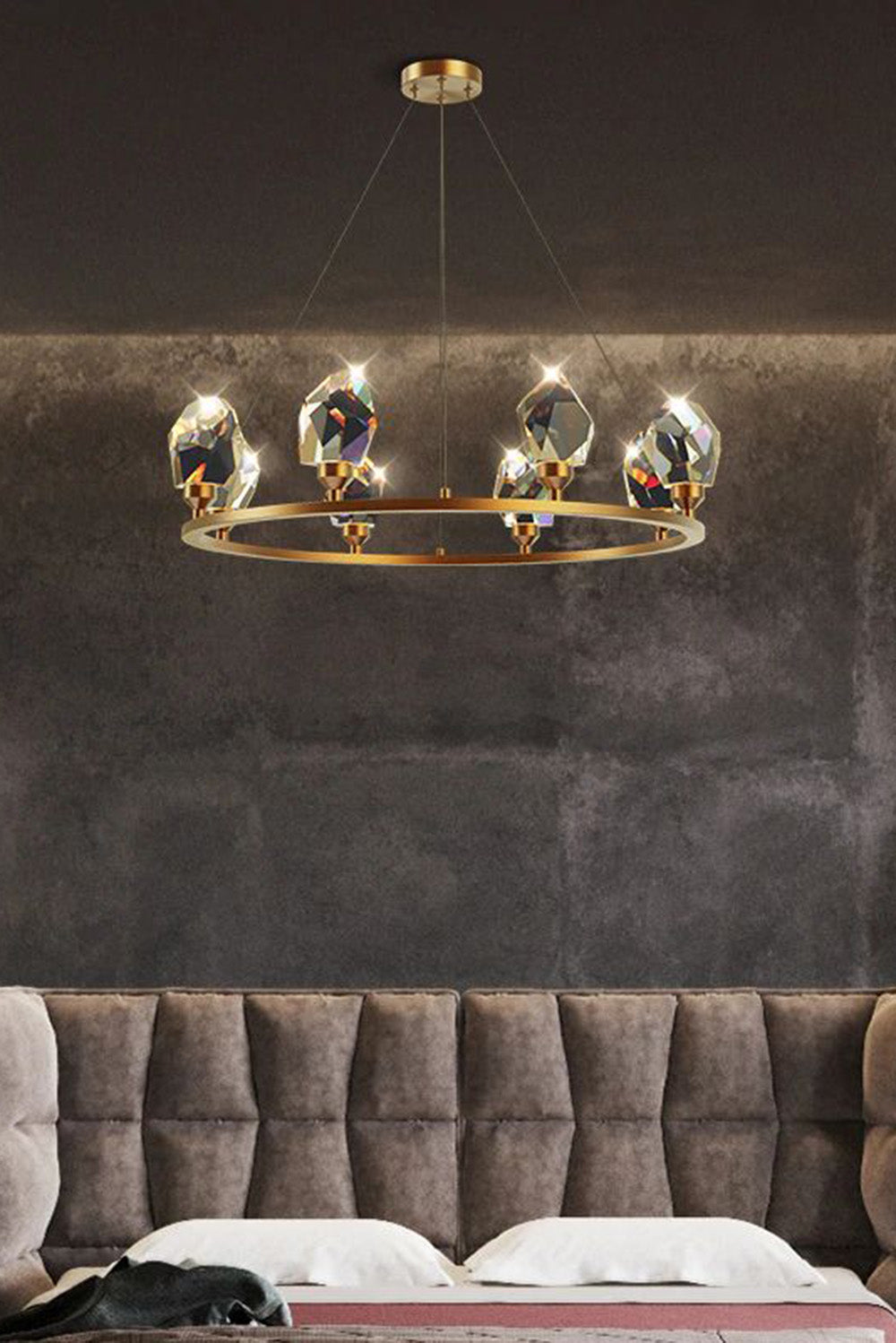 Brass Nicole Crystal Crown De Chandelier - view 10 | everlamps