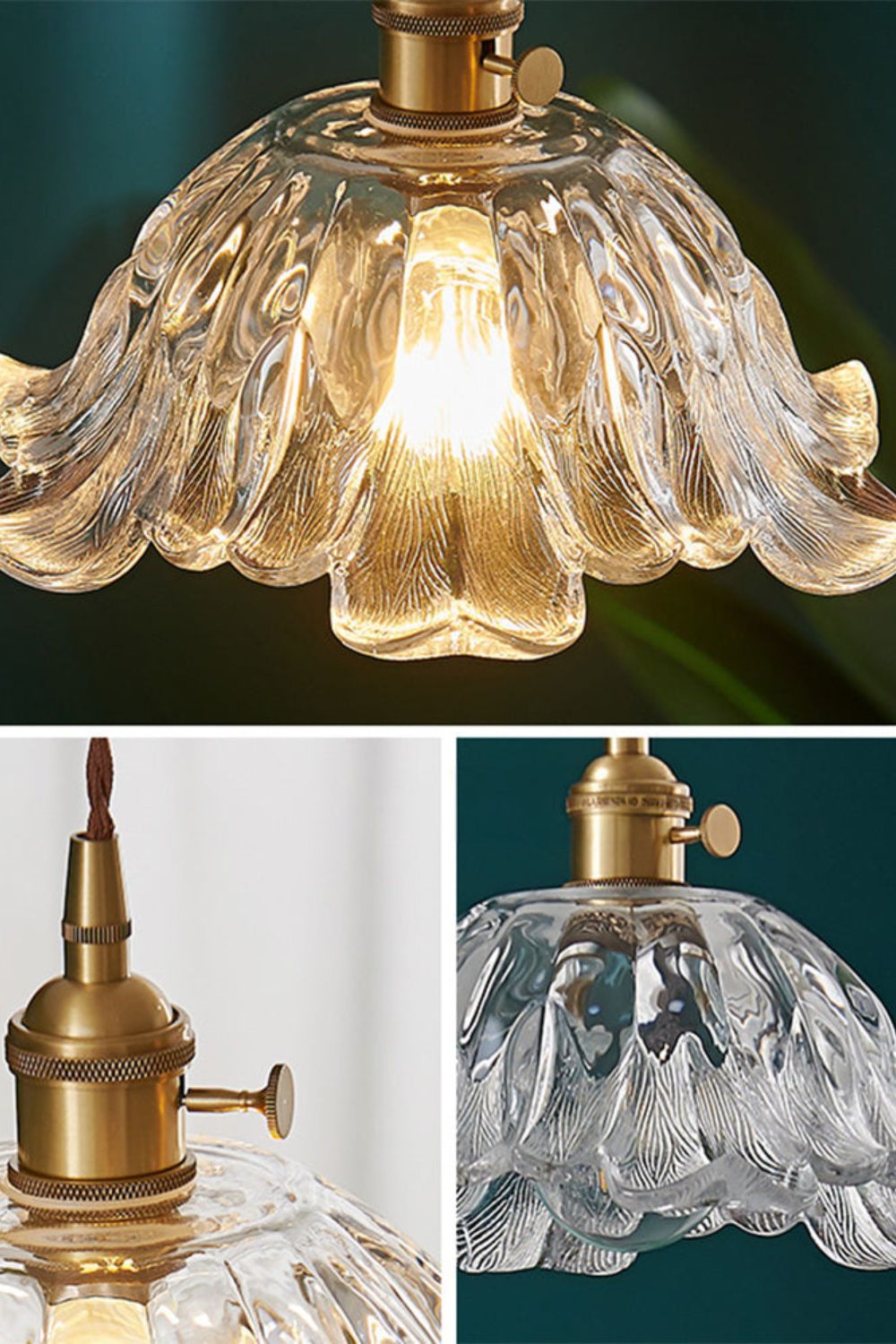 Retro Floral Glass Pendant Lamp - view 7 | everlamps