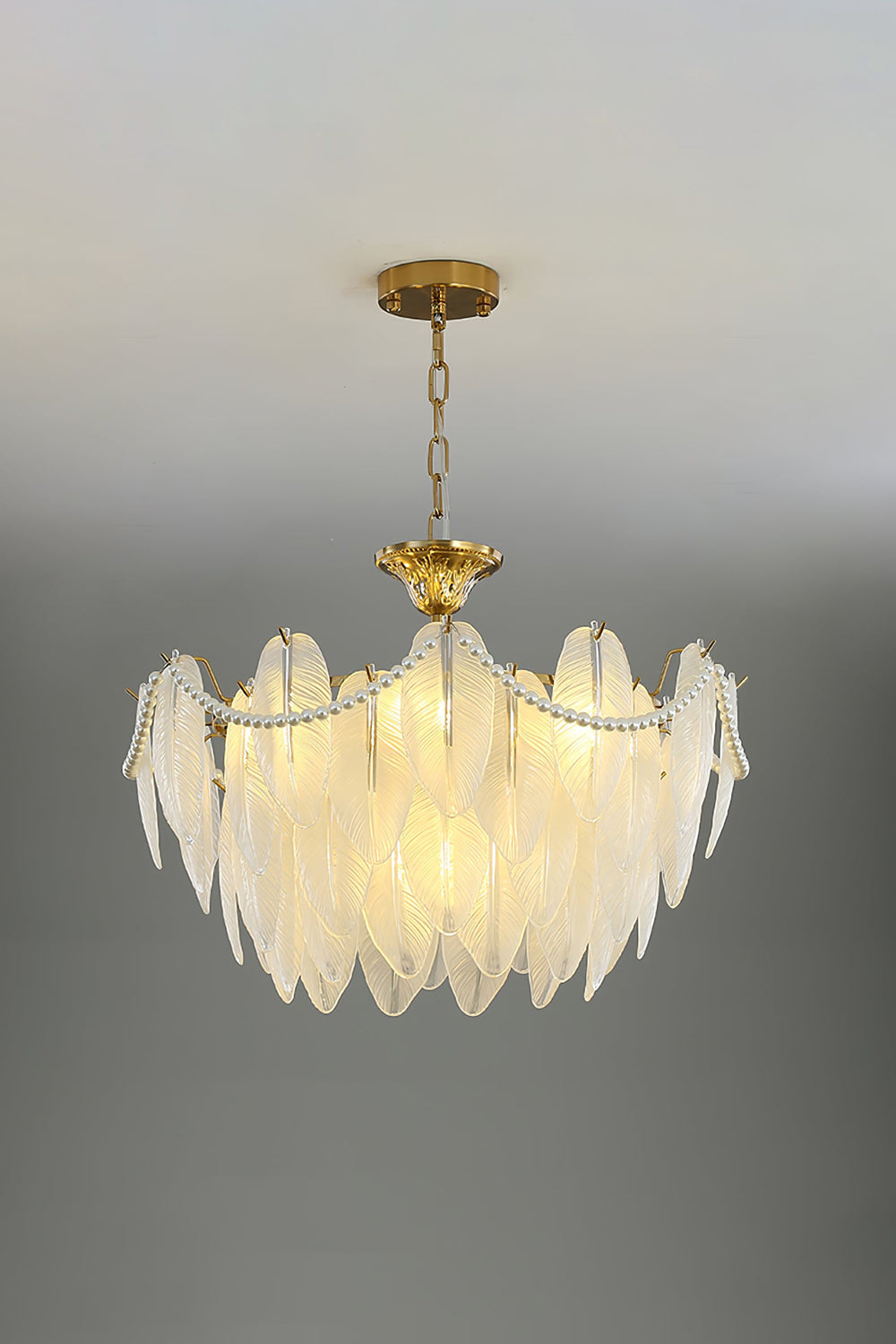 Texture Glass Leaf Chandelier - everlamps