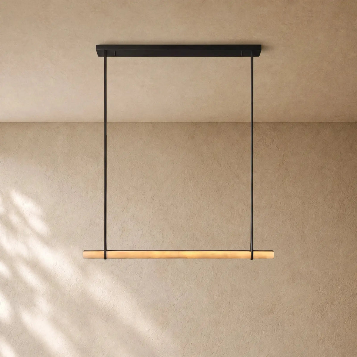 Audubom Alabaster Single Bar Linear Chandelier - Bronze / Classic