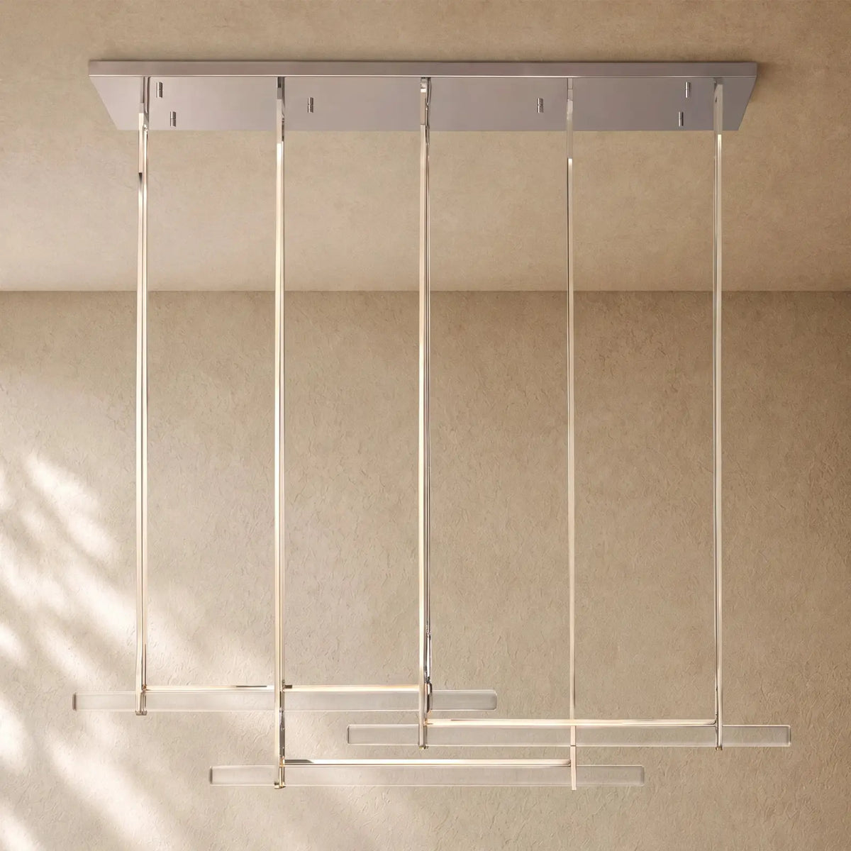 Audubom Crystal Triple Bar Linear Chandelier - 60’’ / Polished Nickel / Classic