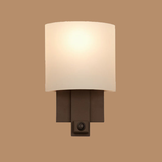 Calder Dark Bronze Wall Sconce with Switch and Fabric Shade