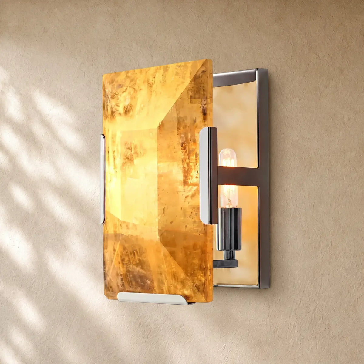 Hartley Alabaster Wall Sconce - Polished Stainless Steel