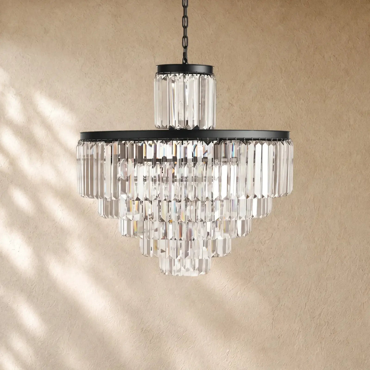 Leylend Tiered Round Chandelier Lighting - 22-Light 32.5’’ / Matte Black