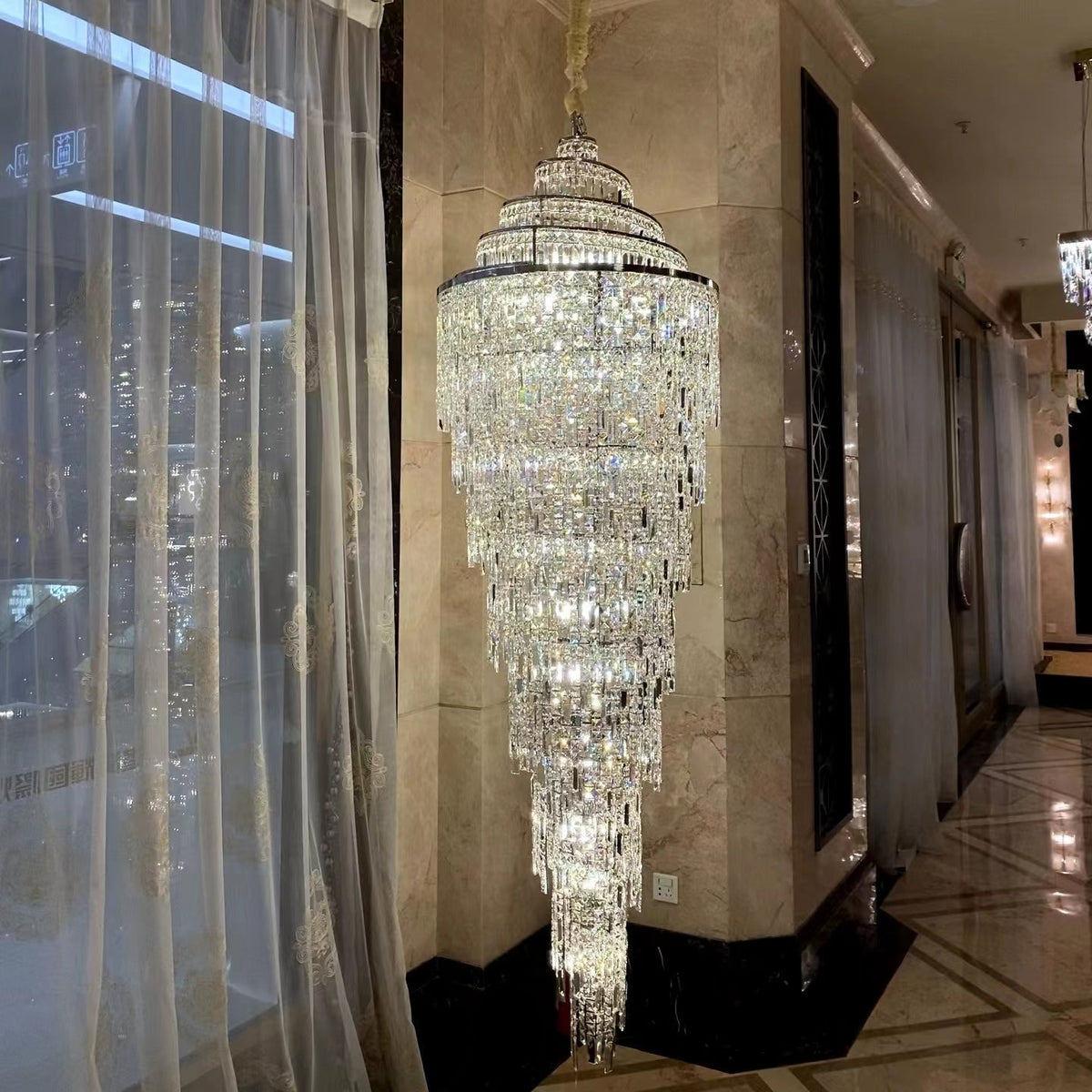 Luxury Spiral Crystal Chandelier For Foyer / Staircase - D23.6"*H82.6"Warm Lighteverlamps