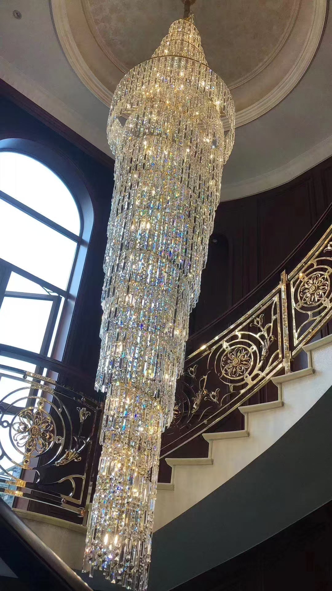 Luxury Spiral Crystal Chandelier for High - ceiling/Foyer/Staircase - D31.5"*H126"/110kgWarm Lighteverlamps