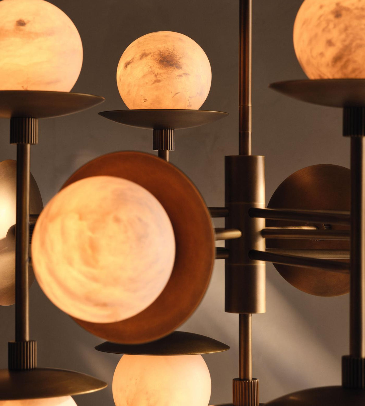 Snowflake Alabaster Orb Chandelier - ∅ 15″ x H 59″Bronze & Whiteeverlamps