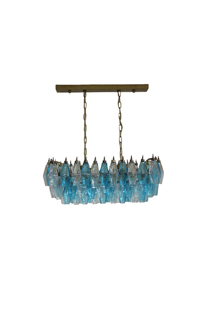 Vintage blue and clear glass Art Poliedri chandelier | everlamps