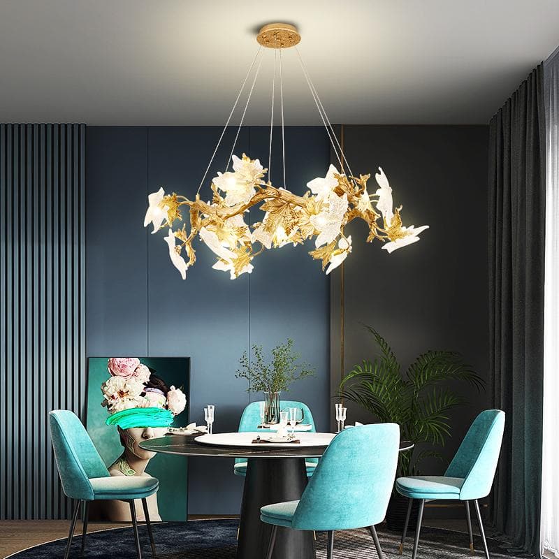 Branch Maple Leaf Crystal Chandelier