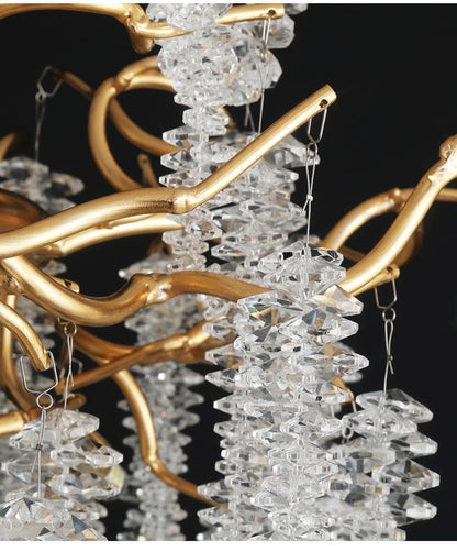 Branch Luxury Long Snowflake Crystal Chandelier