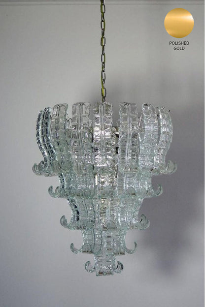 1970s Felci-Style Art Glass Tiered Chandelier - view 13 | everlamps