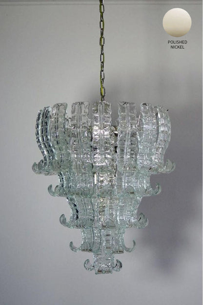 1970s Felci-Style Art Glass Tiered Chandelier - view 12 | everlamps