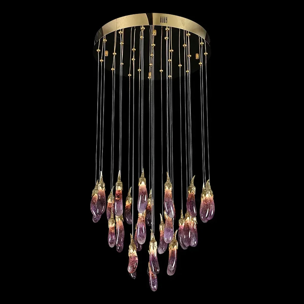 Eggplant-shaped Chandelier Purple Color - Yovalighting