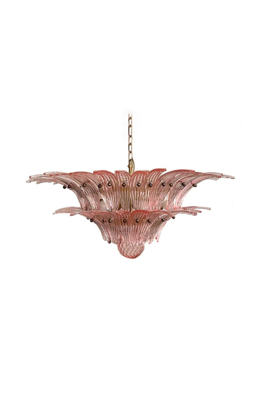 Vintage Art Pink Palm Leaf Glass Chandelier | everlamps