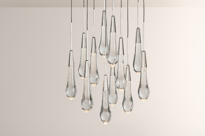 Raindrop Glass Round Solitaire Chandelier -Everlamps