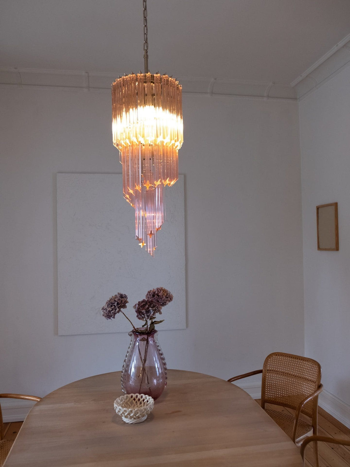 Pink Art Glass Prism Spiral Chandelier - view 7 | everlamps