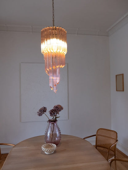 Pink Art Glass Prism Spiral Chandelier - view 7 | everlamps