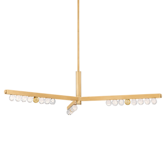 Soren 3 Light Linear Crystal Brass Pendant Chandelier