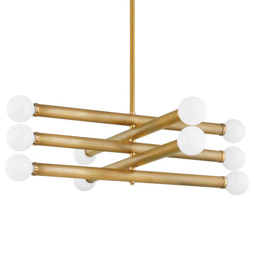 Tane 10 Light Modern Milky Glass Linear Chandelier 50”W