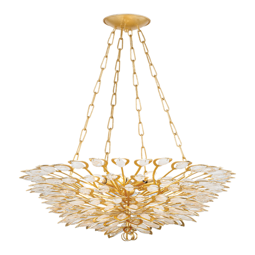 Vera 4-Light Leaf Crystal Gold Chandelier 24”D 32“D