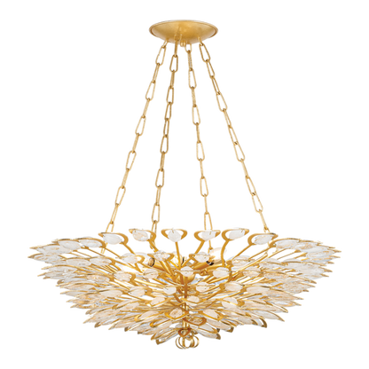 Vera 4-Light Leaf Crystal Gold Chandelier 24”D 32“D