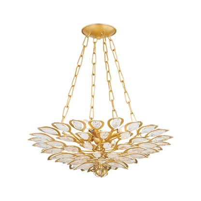 Vera 4-Light Leaf Crystal Gold Chandelier 24”D 32“D