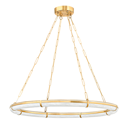 Elara Modern Round Alabaster Ring Chandelier 31"D 42"D