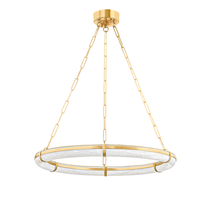 Elara Modern Round Alabaster Ring Chandelier 31"D 42"D