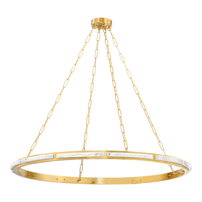 Elara Modern Round Alabaster Ring Chandelier 31"D 42"D