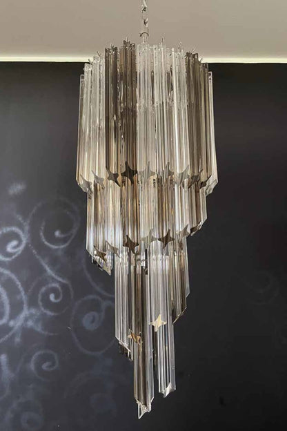 Vintage Smoked Art Glass Prism Spiral Chandelier - view 11 | everlamps