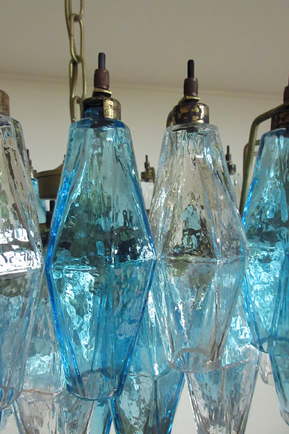 Vintage blue and clear glass Art Poliedri chandelier - view 12 | everlamps