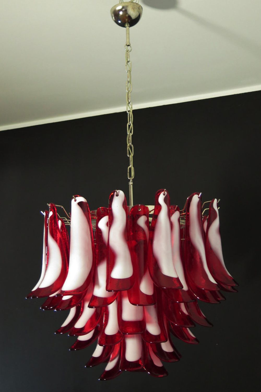 Red Art Glass Petal Chandelier - view 11 | everlamps