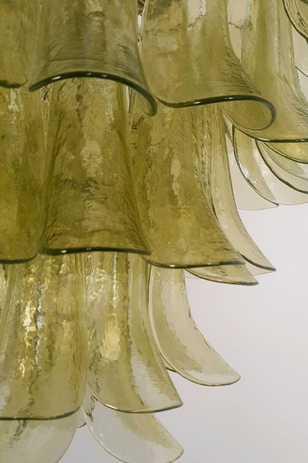 1970s Green Art Glass Petal Chandelier - view 10 | everlamps