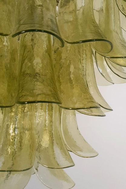 1970s Green Art Glass Petal Chandelier - view 10 | everlamps