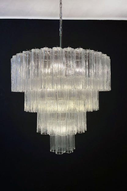 Art clear glass tiered chandelier - view 12 | everlamps
