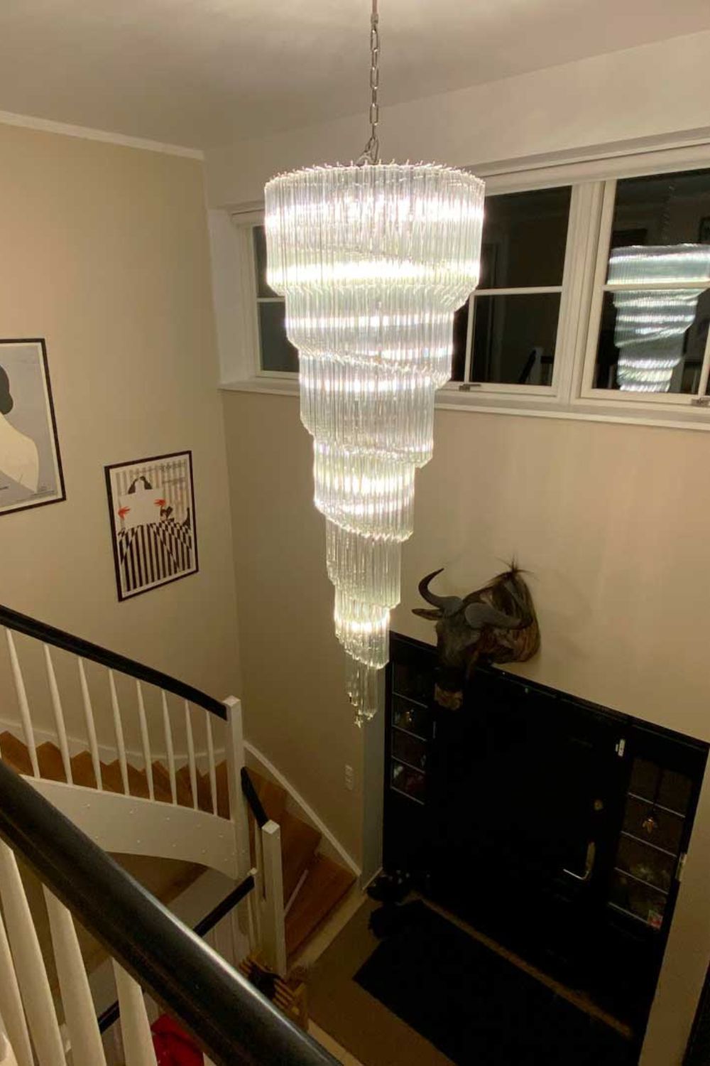 Art Style Spiral Glass Chandelier - view 2 | everlamps