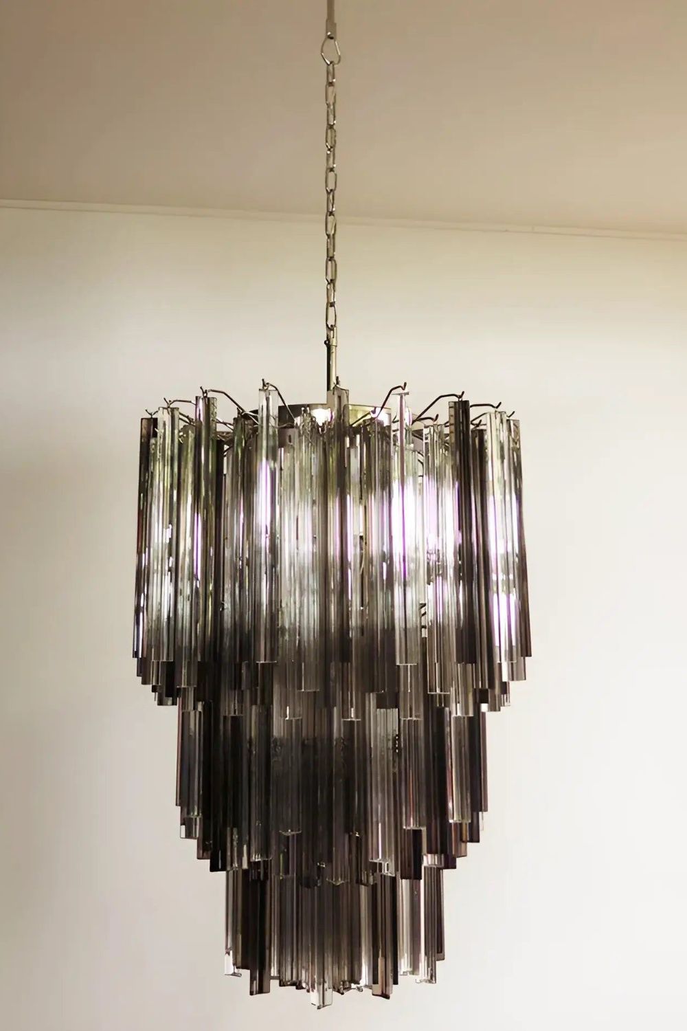 Smoked and Clear Art Glass Prism Chandelier - view 11 | everlamps
