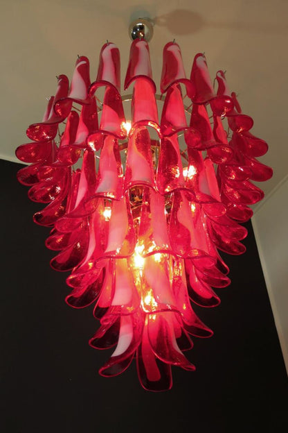 Mid-Century Red Art Glass Petal Chandelier - view 6 | everlamps