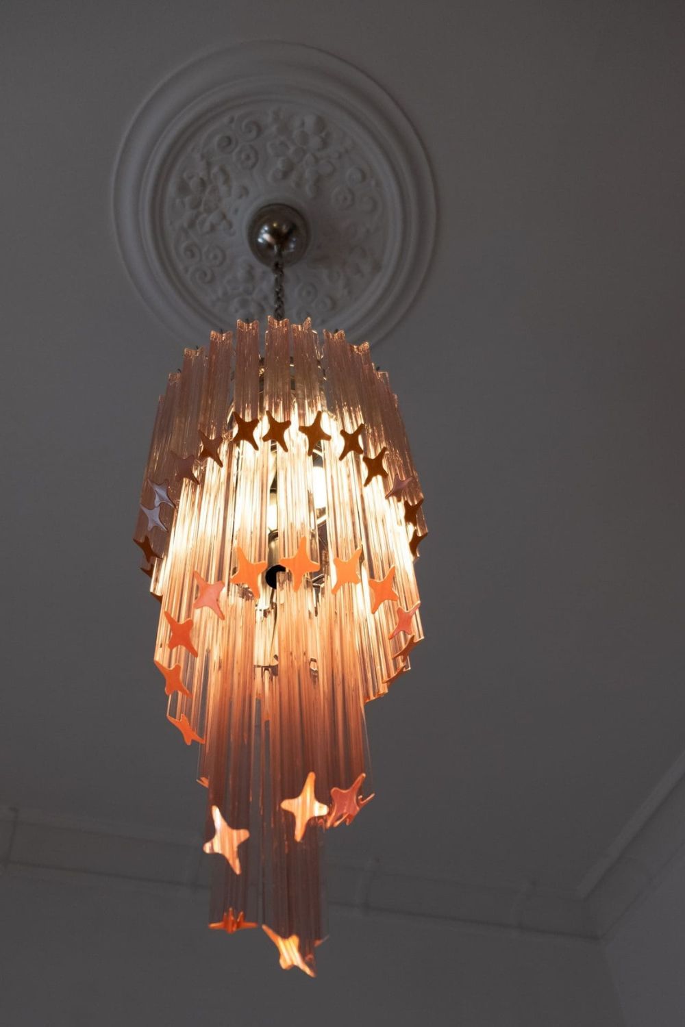 Pink Art Glass Prism Spiral Chandelier - view 10 | everlamps
