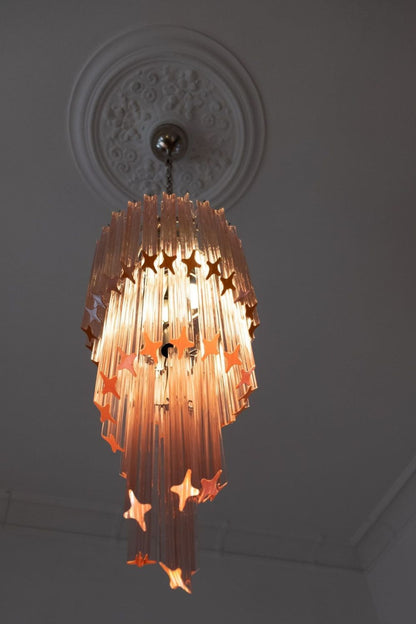 Pink Art Glass Prism Spiral Chandelier - view 10 | everlamps