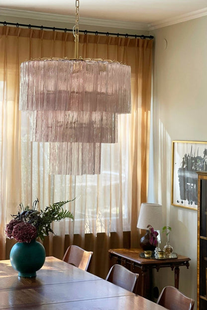 Art light pink glass tube chandelier - view 3 | everlamps